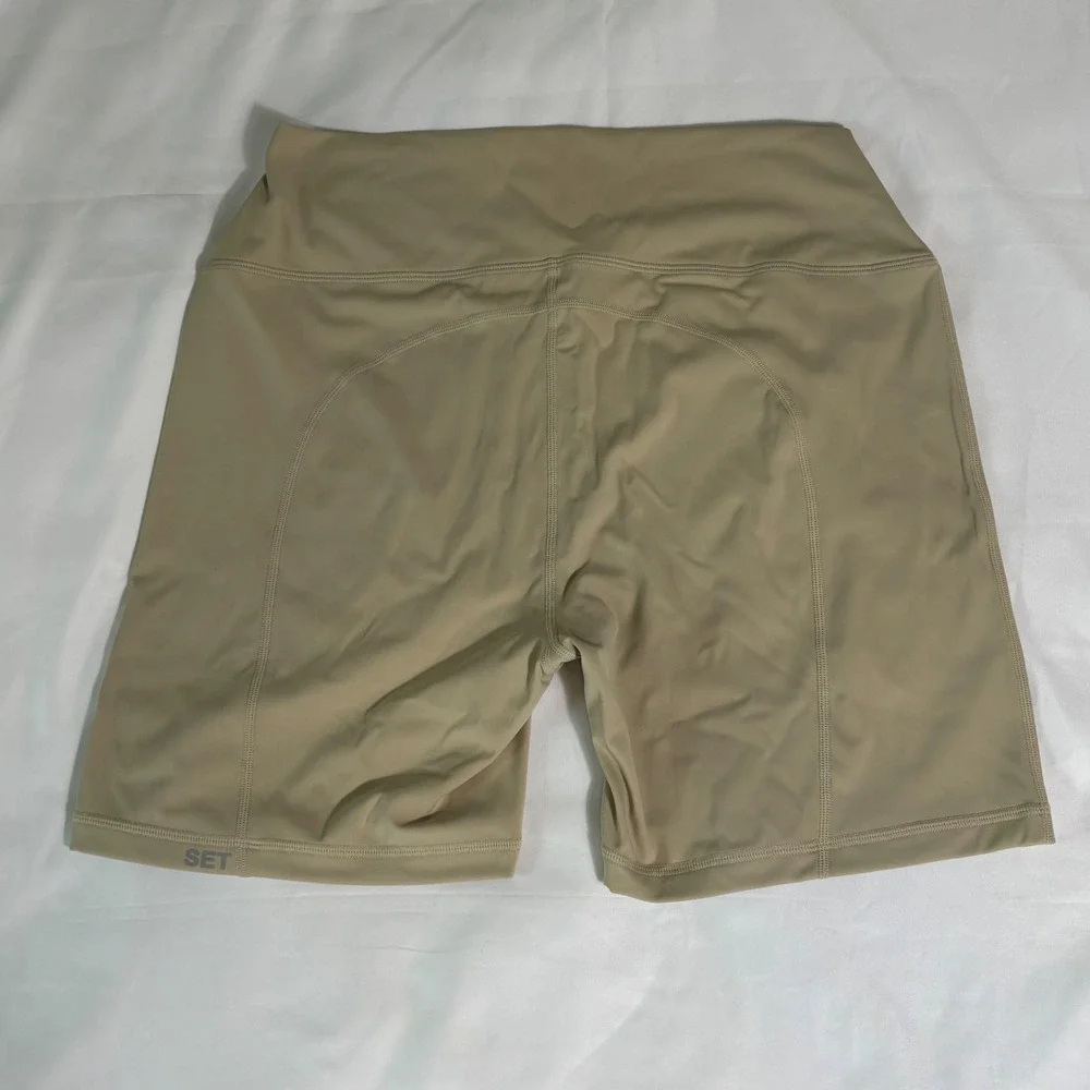 Set Active Sportbody Bike Shorts Tan High Waisted Athletic XL